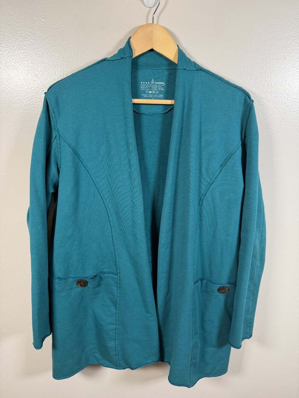 Neon Buddha Cardigan Jacket Size Large Green Lagenlook Earthy Artsy Granola Girl